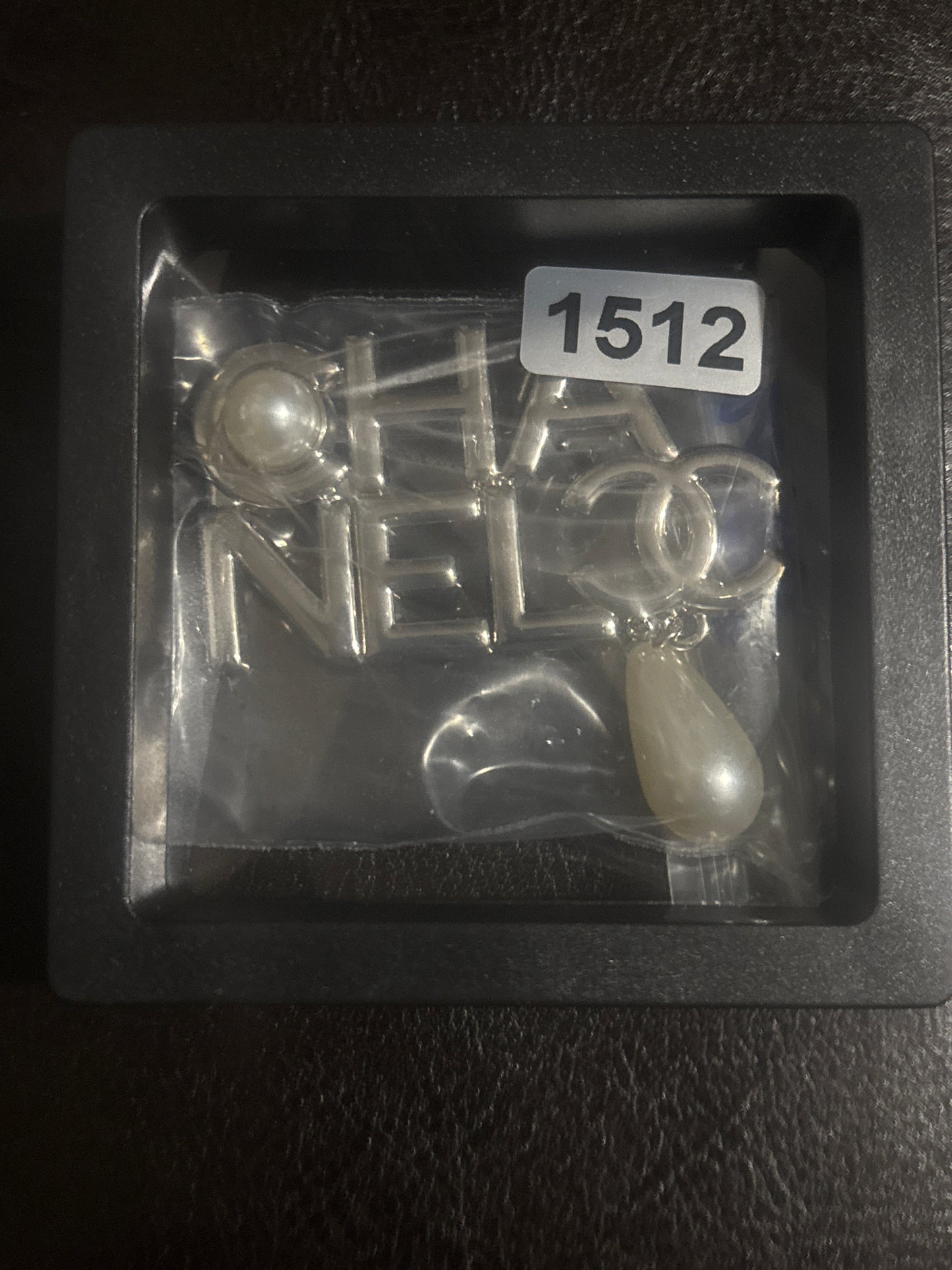 ✨ Letter Script Pearl CC Logo Teardrop Brooch Pin — Gold & Silver — Items #1514 & #1512