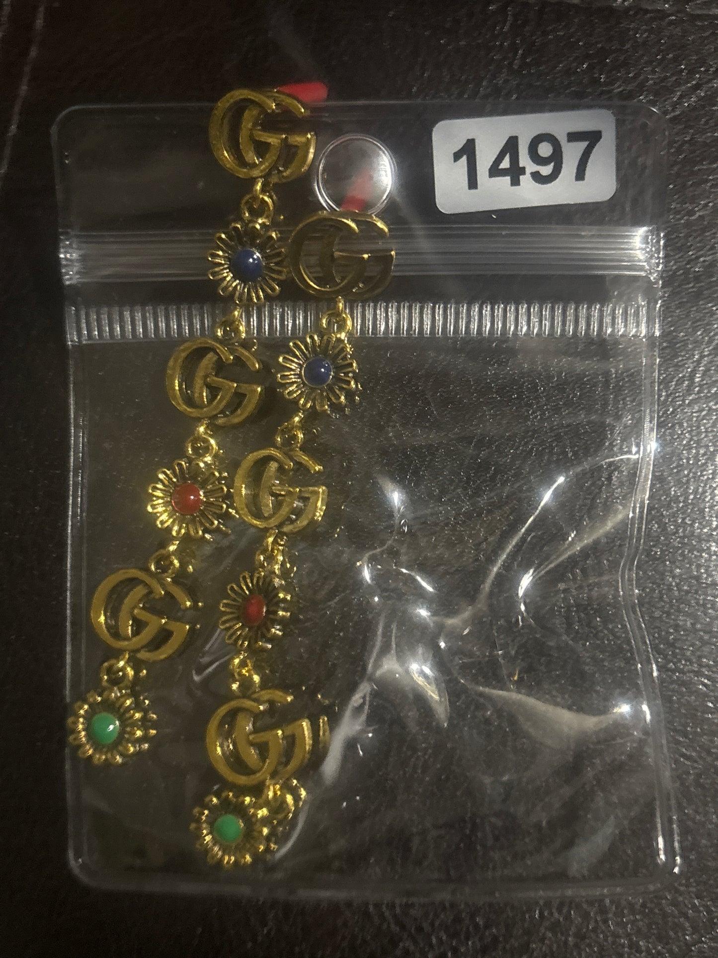 β¨ GG Logo & Multicolor Sunflower Chandelier Drop Earrings in Gold β Items #1497 & #1496
