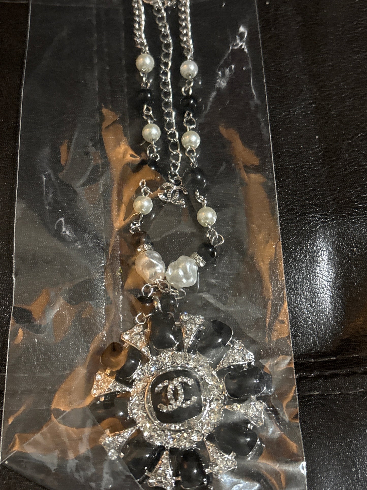💎 Luxury CC Logo Crystal Sunburst Pearl Multi-Strand Statement Necklace — Style #1225 ✨🫖