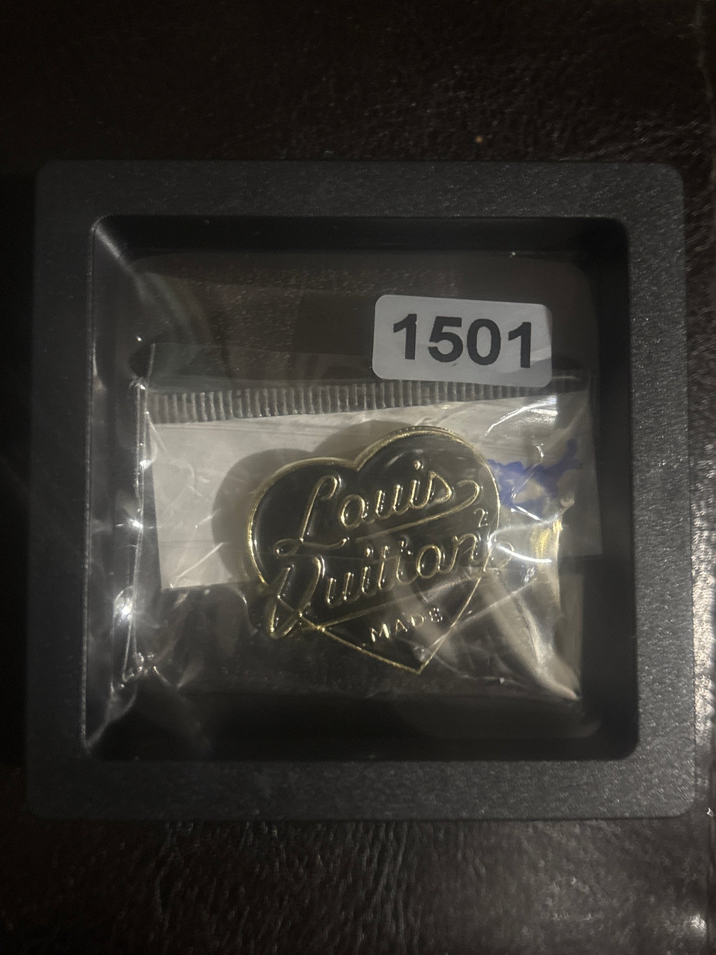 ✨ Script Logo Heart Brooch Pin in Gold — Item #1501