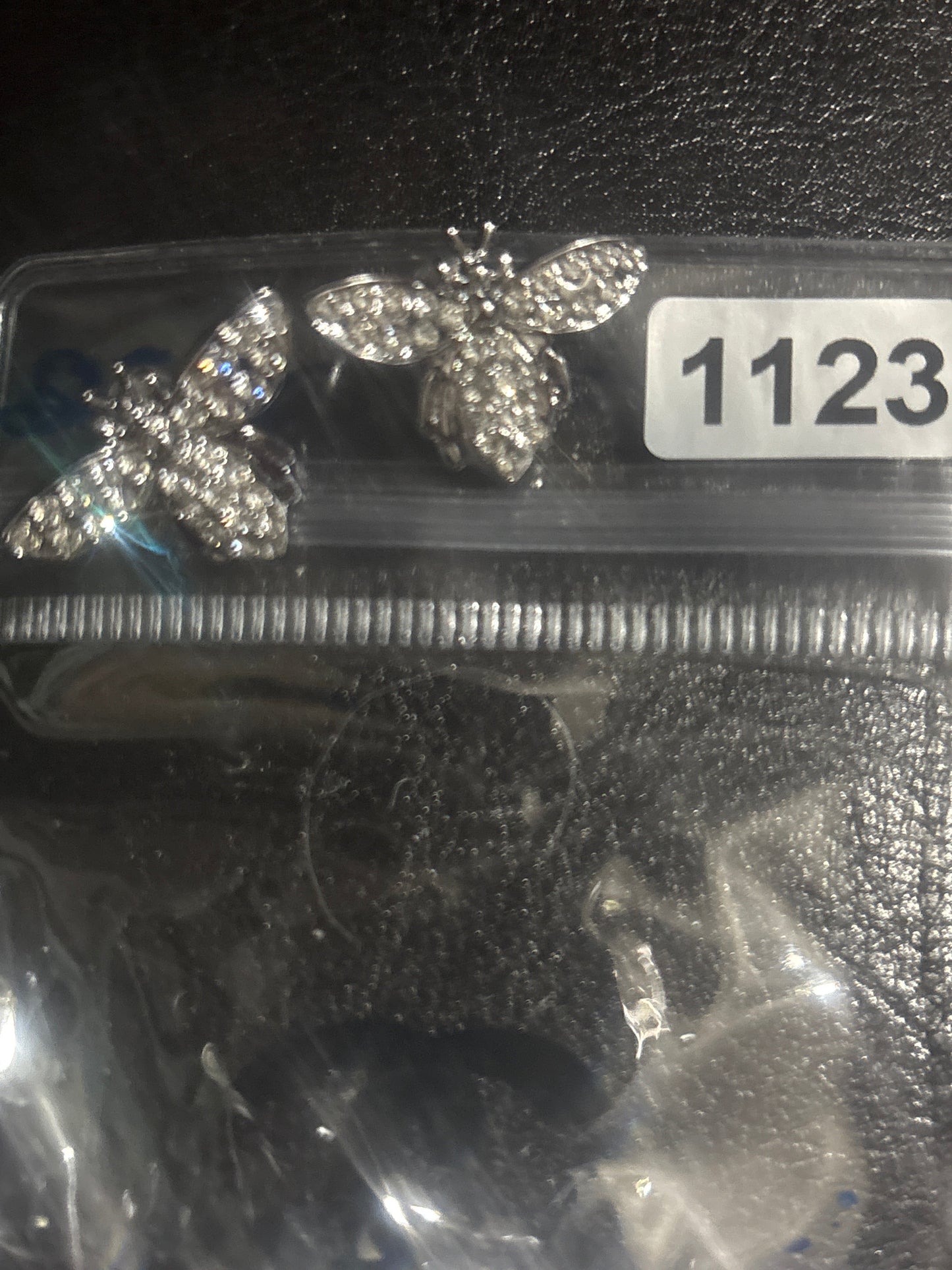 ✨Kristall Pavé Silber Biene & Perlen Ohrstecker #1123
