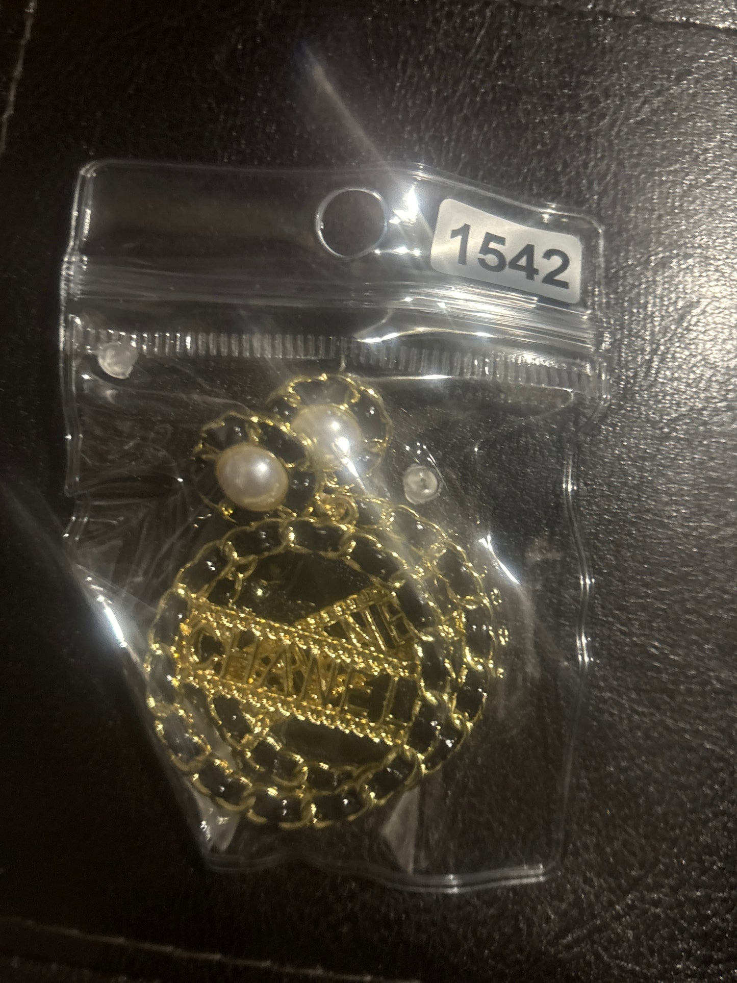 ✨ Pearl Stud Woven Chain Hoop Logo Drop Earrings — Black & Brown — Items #1543 #1542 #1047 LP