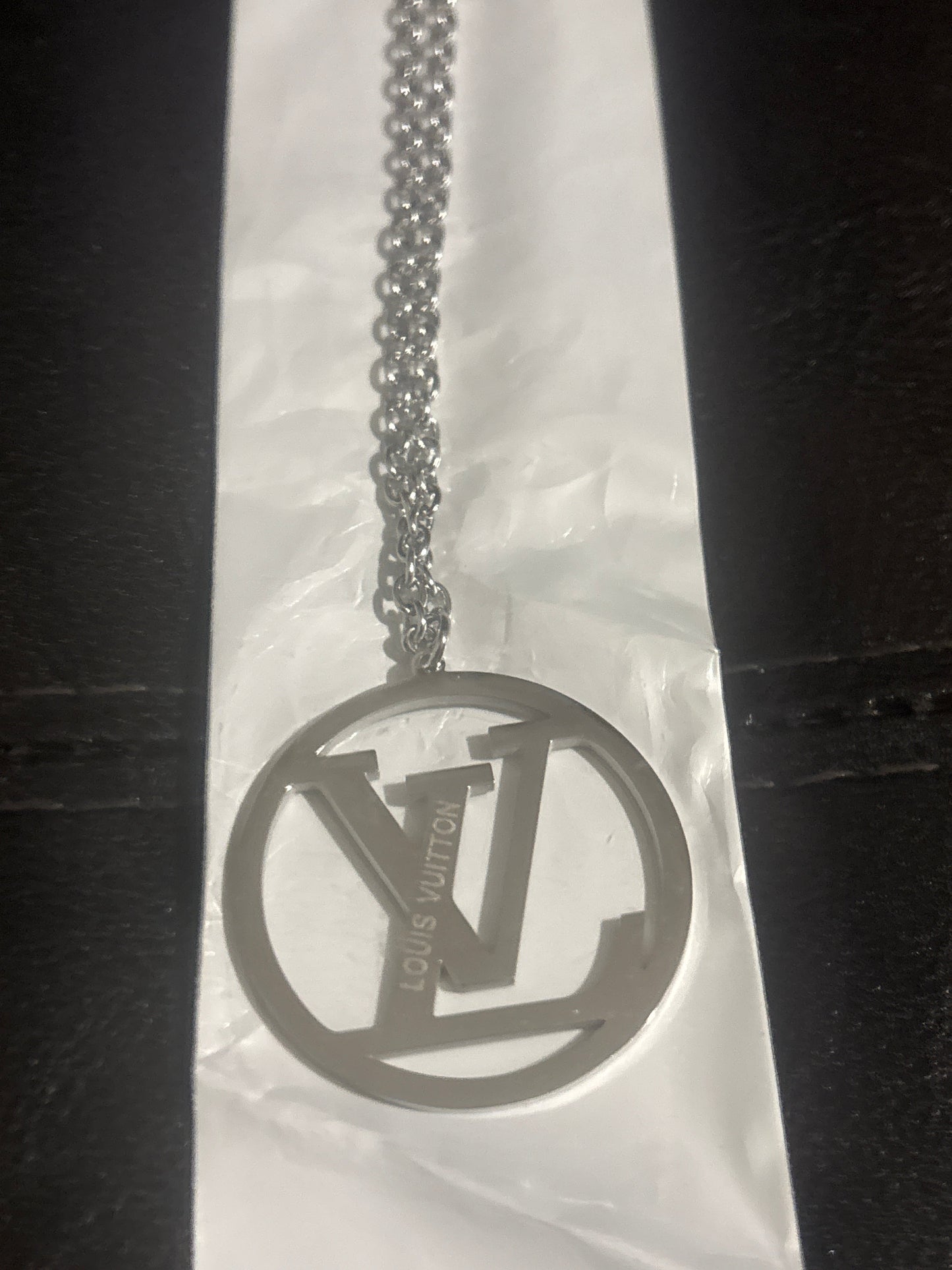 Louis Vuitton LV Logo Circle Pendant Necklace 🪨✨ Silver Stainless Steel | Large Bold LV Cut-Out Circle Pendant | Double Chain | Luxury Statement Jewelry 💎