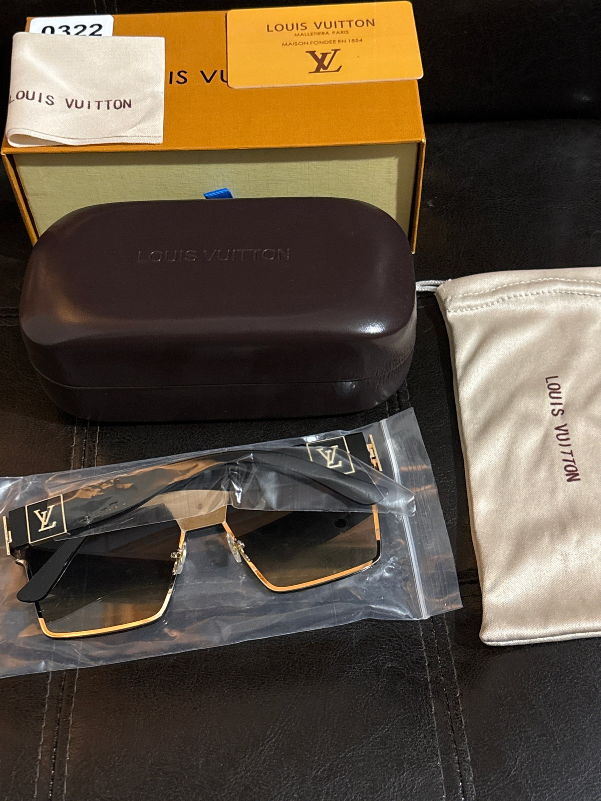 Luxury Inspired LV Square Flat-Top Shield Sunglasses | Gold Frame, Crystal Brow Bar & Gradient Lenses 🕶️✨💛 #0322