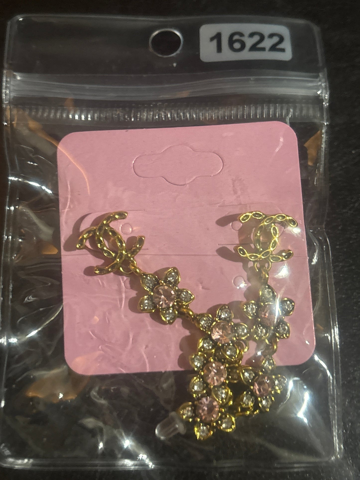 Luxury Inspired CC Crystal Triple Flower Drop Earrings 🌸✨💰