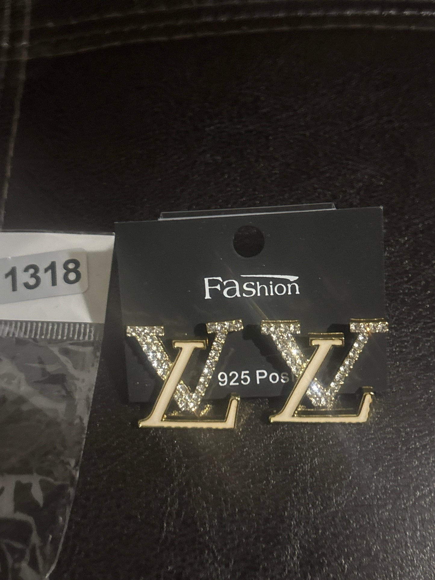 Luxury Inspired LV Crystal Pavé Logo Gold Stud Earrings 💎💰✨ 925 Post