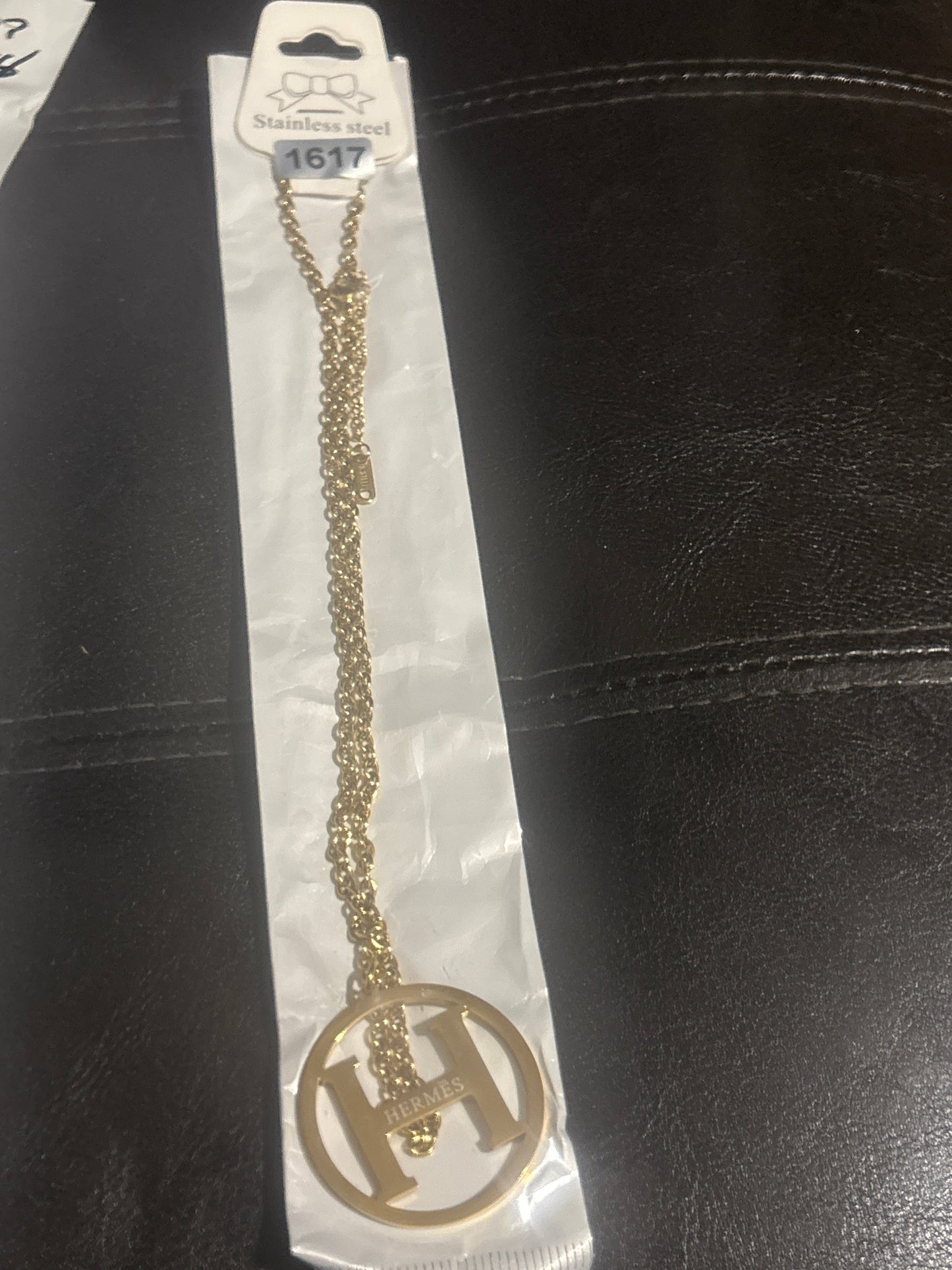 Hermès H Logo Circle Pendant Necklace 🪨✨ Silver Stainless Steel | Large Bold H Cut-Out Circle Pendant | Double Chain | Luxury Statement Jewelry 💎 Jo