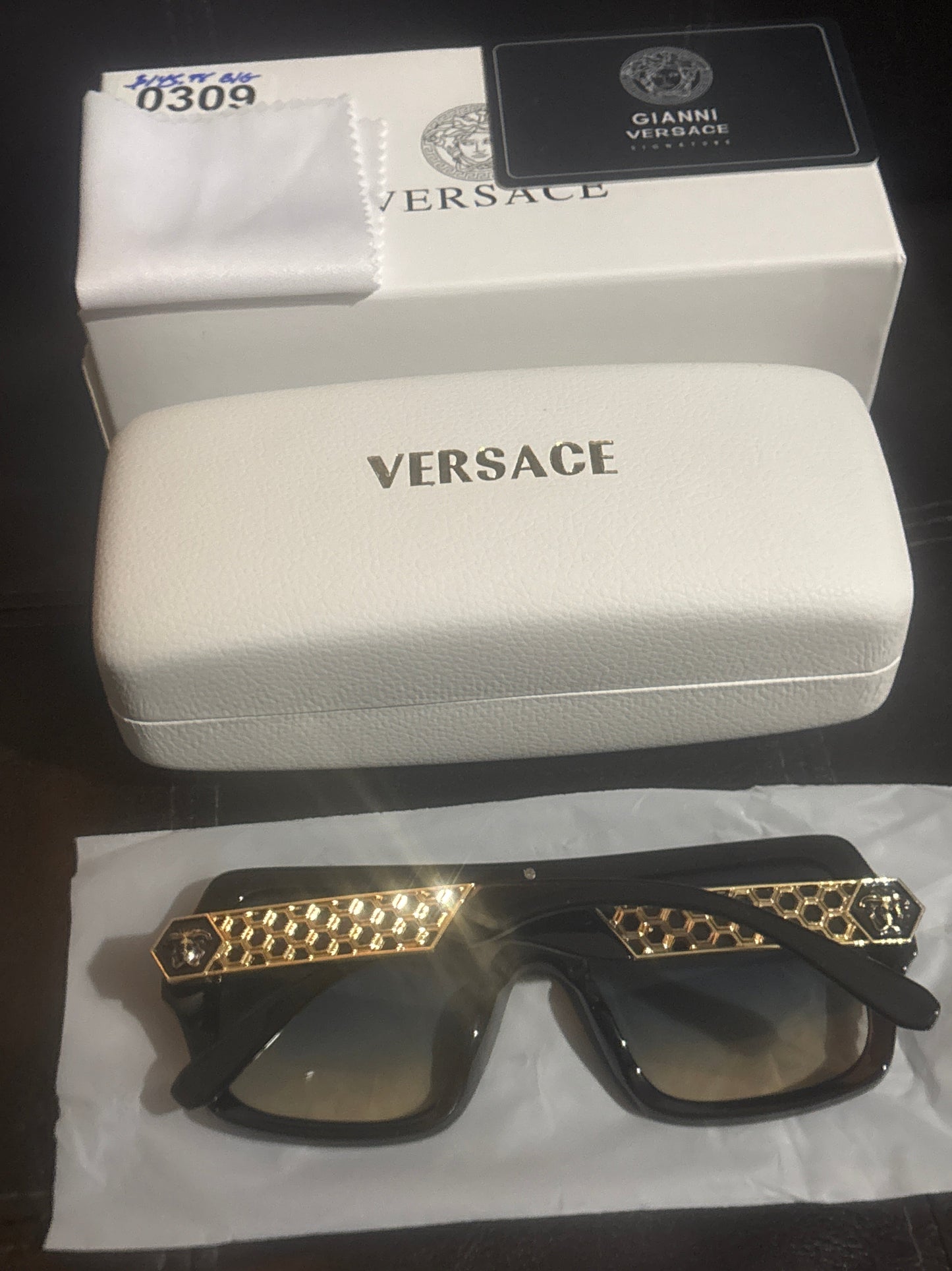 ✨Luxury Inspired Versace Oversized Square Flat-Top Sunglasses | Gold Crest 🖤📍✨ #0309