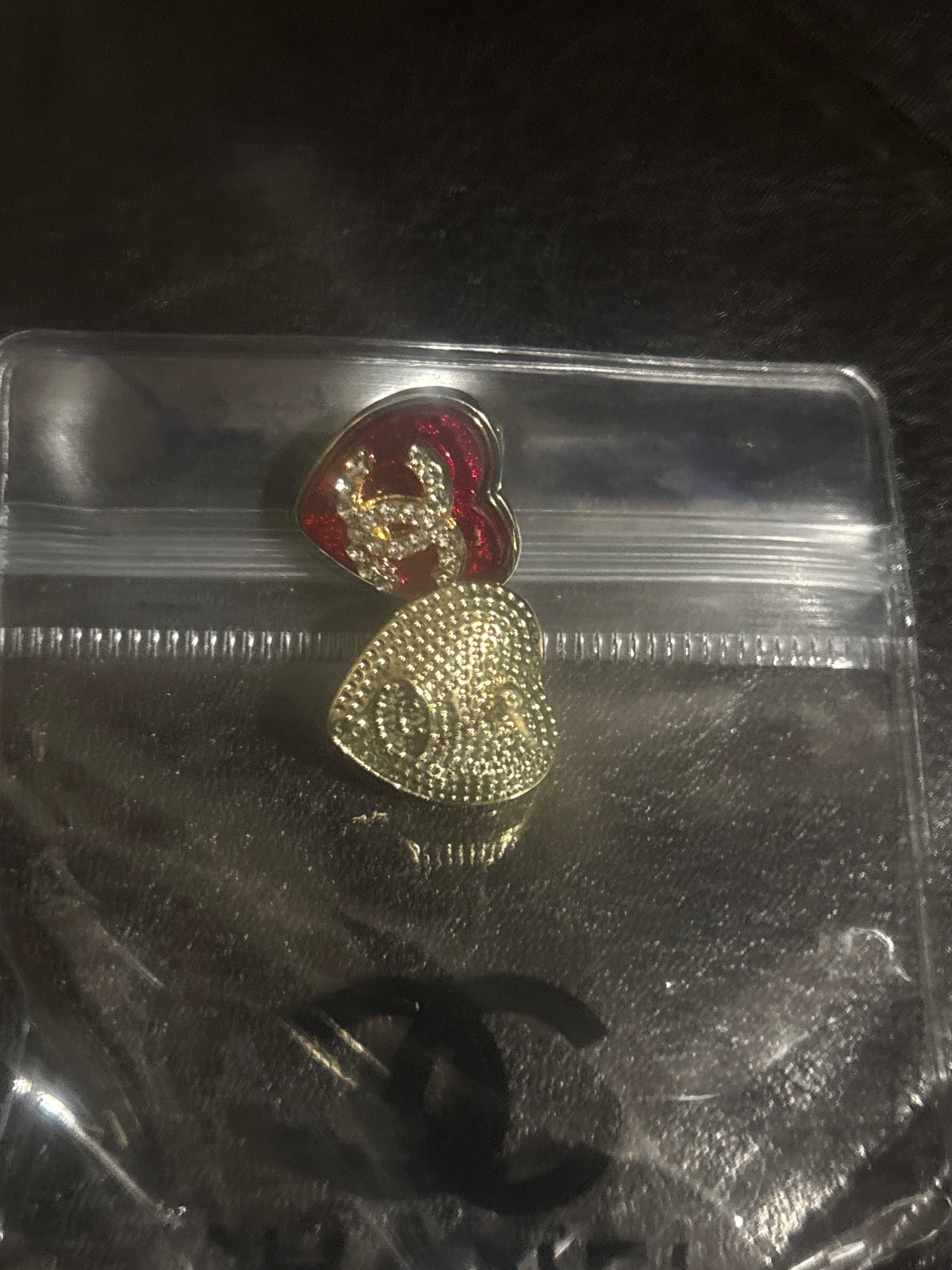 ✨Red Enamel Heart CC Stud Earrings #1111