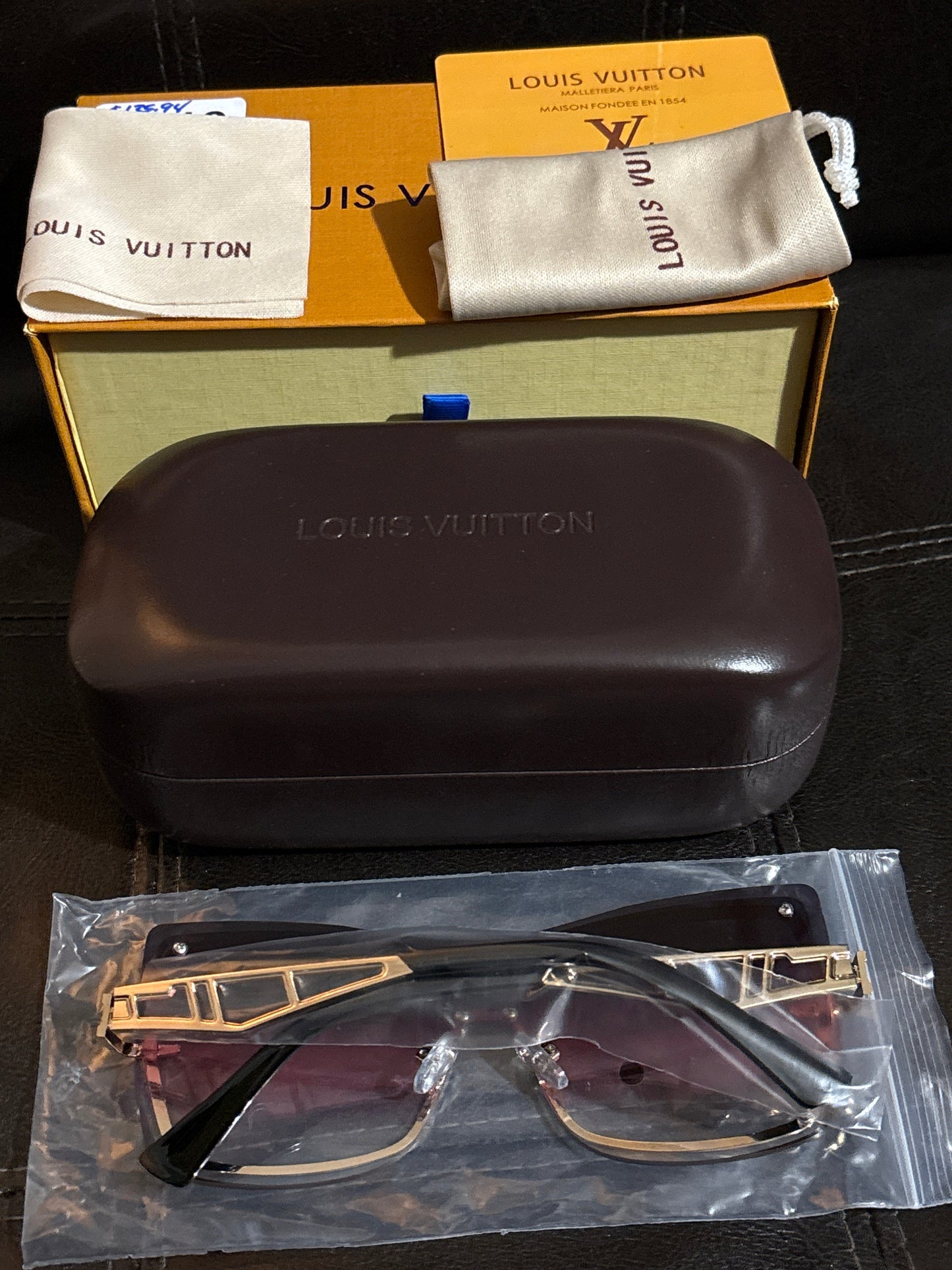 Luxury Inspired LV Oversized Square Sunglasses | Pink Gradient & Gold LV Bridge 🪩💛✨ #0310