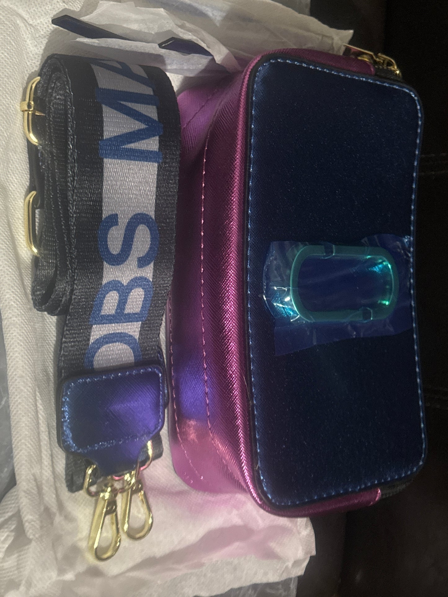 Marc Jacobs Snapshot Camera Bag 💙✨ Metallic Navy Blue Crossbody | Dual Zip | Gold Hardware 💎👜