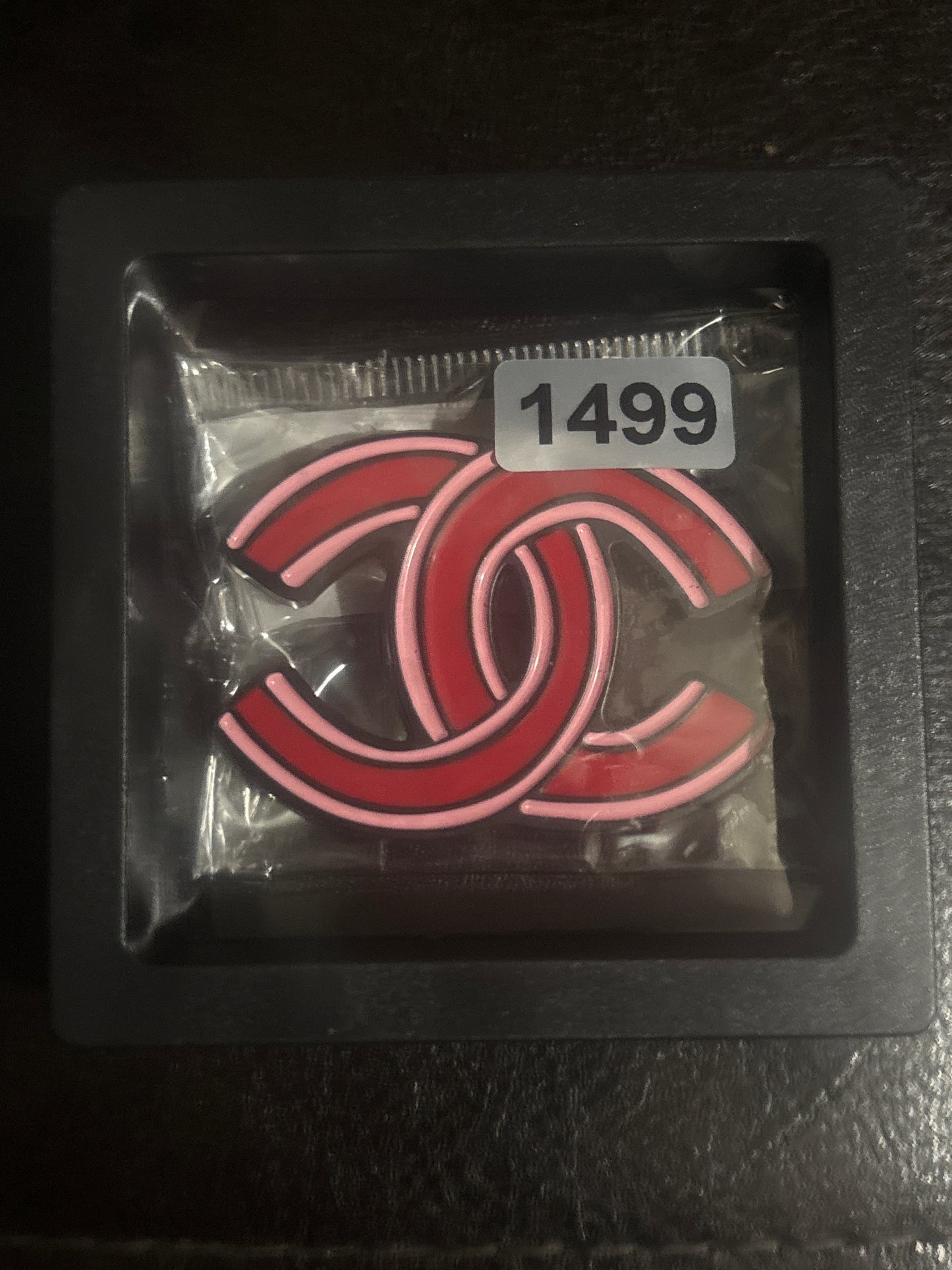 ✨ Red & Pink Enamel CC Logo Brooch Pin — Item #1499o
