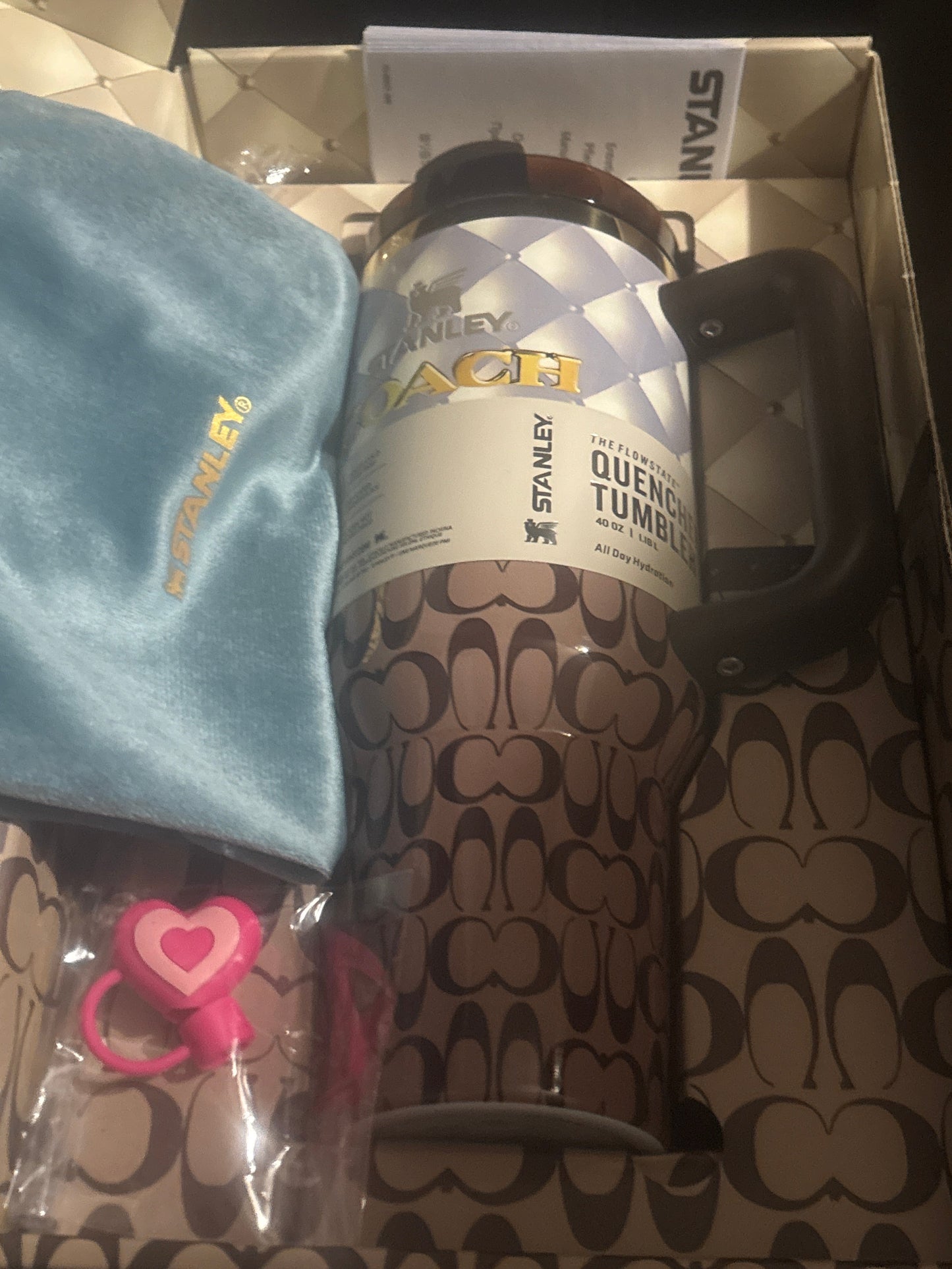 Stanley x Coach New York Quencher H2.0 Tumbler 40oz ✨☕🪤 Limited Edition Signature Monogram | 4 Colors 🤎💜🪩💙