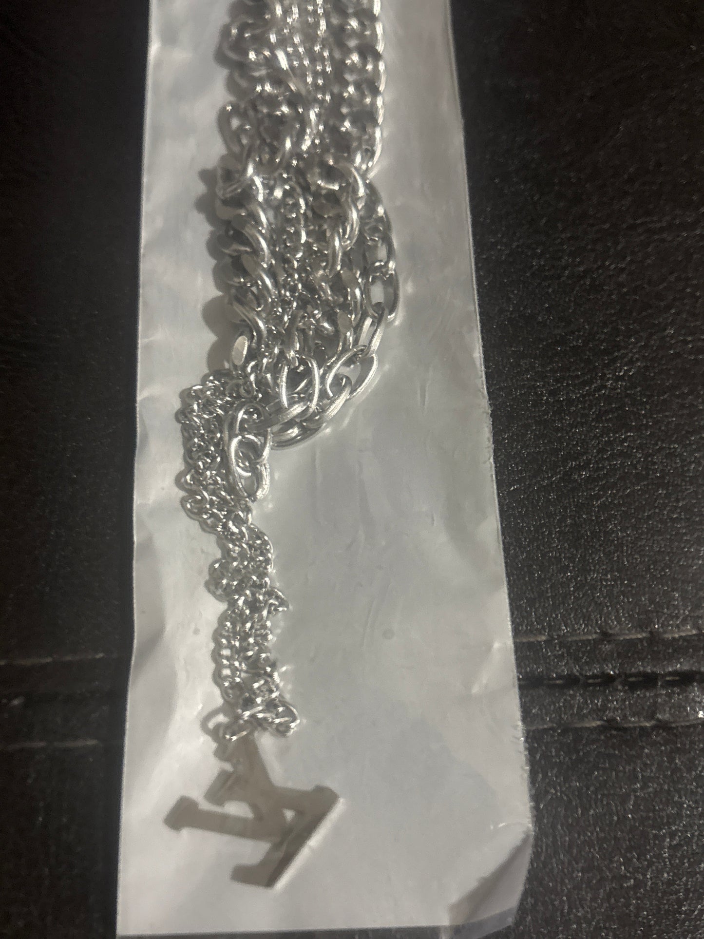 Luxury Inspired LV Logo Layered Stainless Steel Chain Necklace ⛓️🤎✨