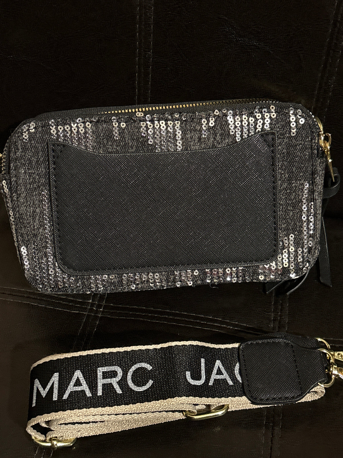 Luxury Inspired Marc Jacobs Sequin Snapshot Camera Bag | Black & Silver Sequins 🪩🖤✨ #0318