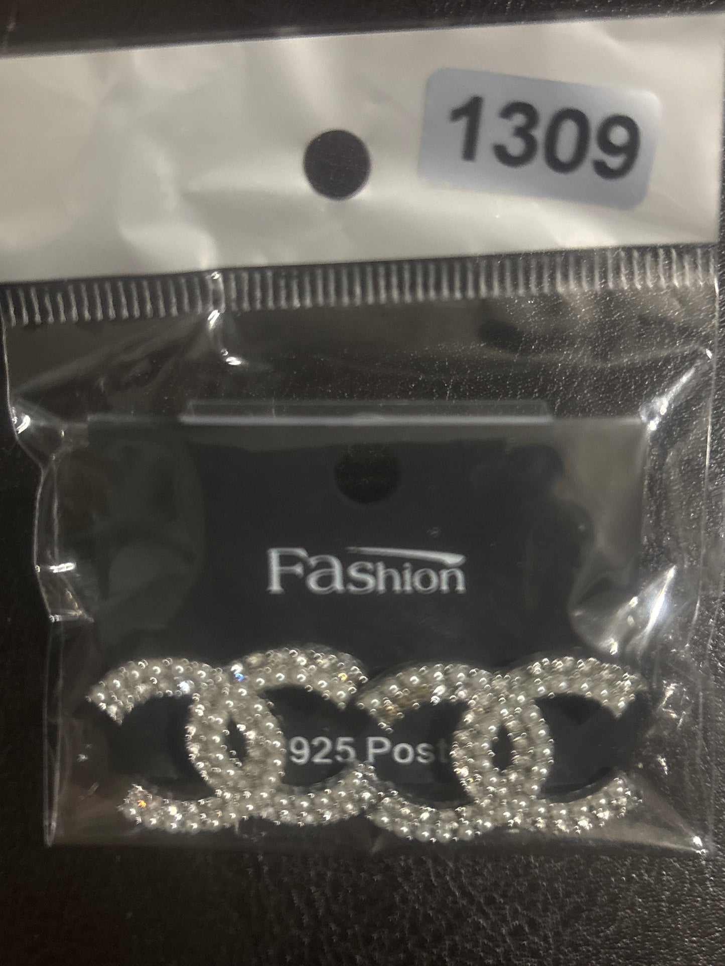 ✨ Multicolor Crystal CC Logo Stud Earrings — Gold & Silver — Items #1498 & #1309 look