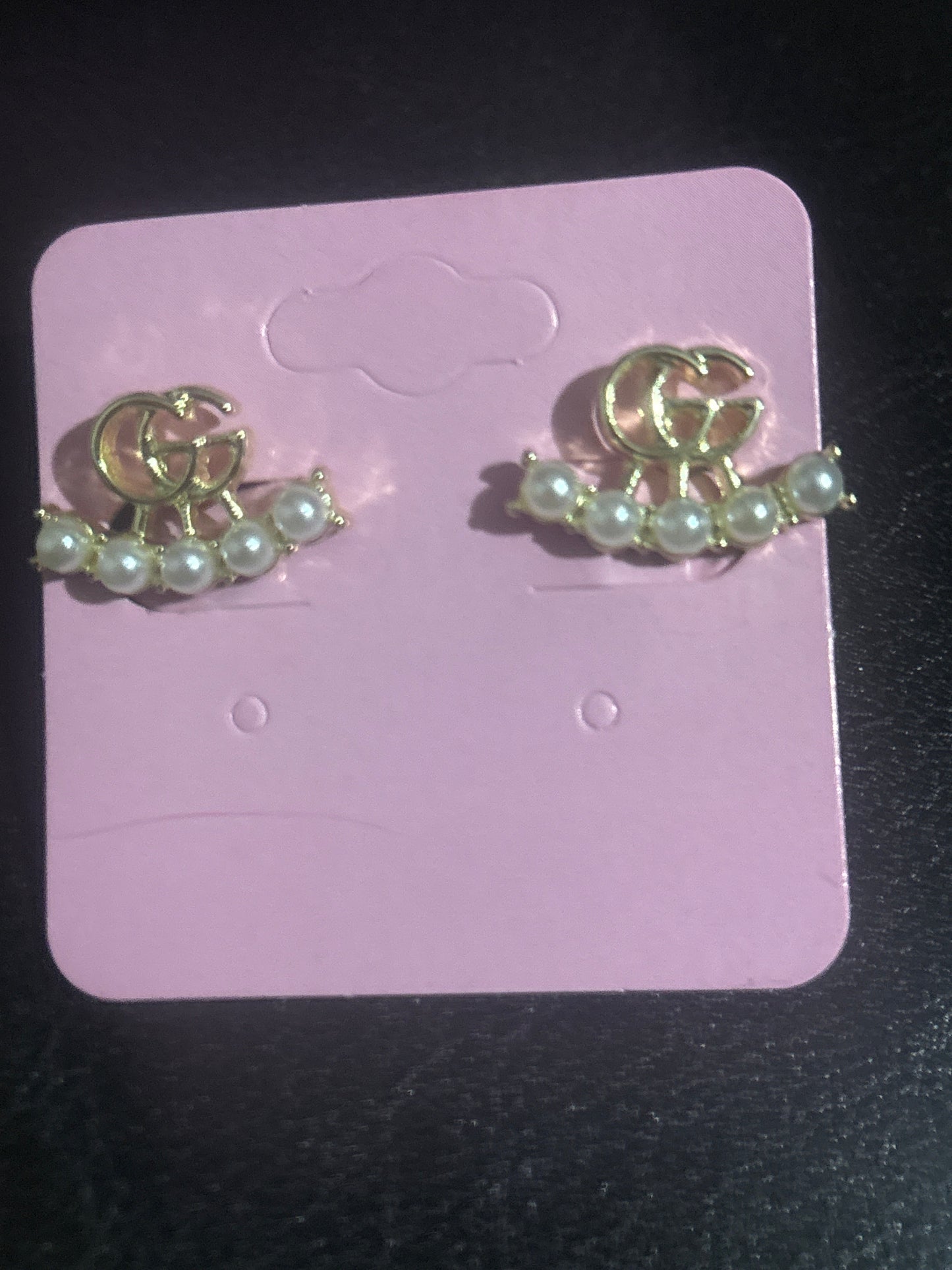 Luxury Inspired GG Logo Pearl Arc Stud Earrings 🫖💰✨