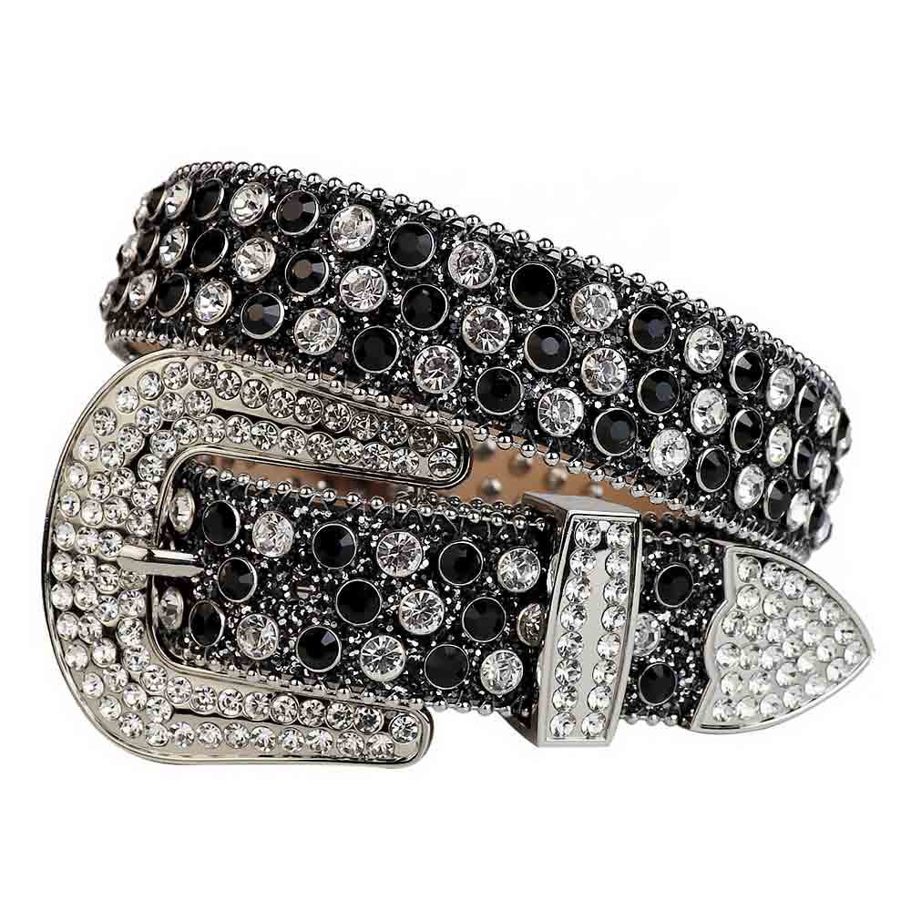 ✨Black Strap With Black & White Studded Rhinestone Belt🖤