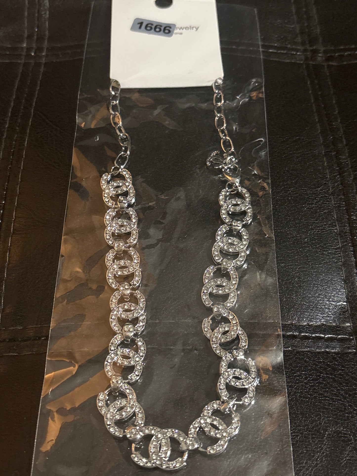 ✨ Luxury Sterling Silver-Tone Full CC Crystal Pavé Link Chain Statement Necklace — Style #1666 💎💫