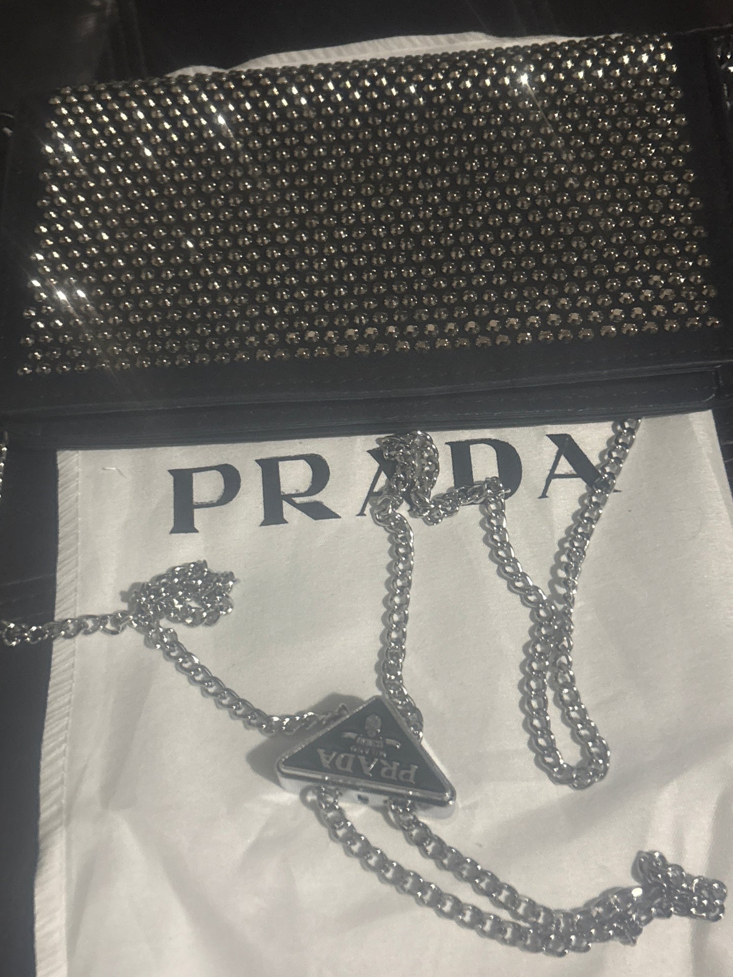 Luxury Inspired Prada Crystal Mini Bag 💎⛓️✨