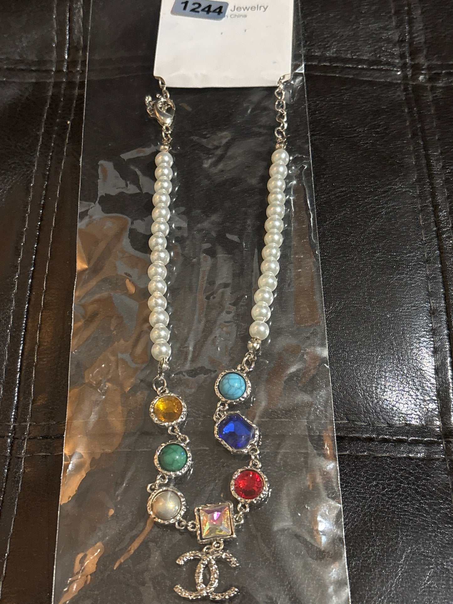 🌈 Luxury Palace-Style Multicolor Gemstone & Pearl CC Choker Necklace — Style #1244 💎✨