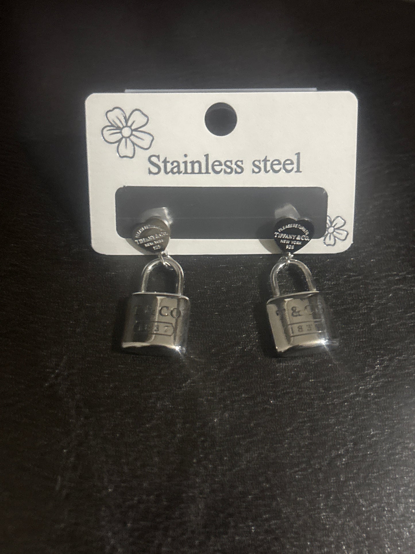 🔐 Luxury Silver-Tone Stainless Steel Padlock Charm Drop Earrings — Style #1291 💎✨