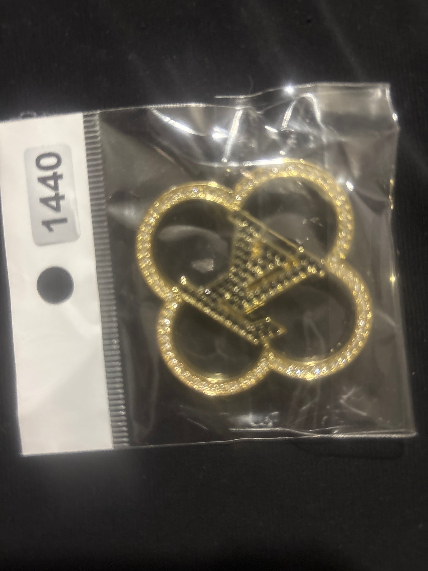 Luxury Silver Crystal Four-Leaf Clover Monogram Brooch — Items #1457 & #1426