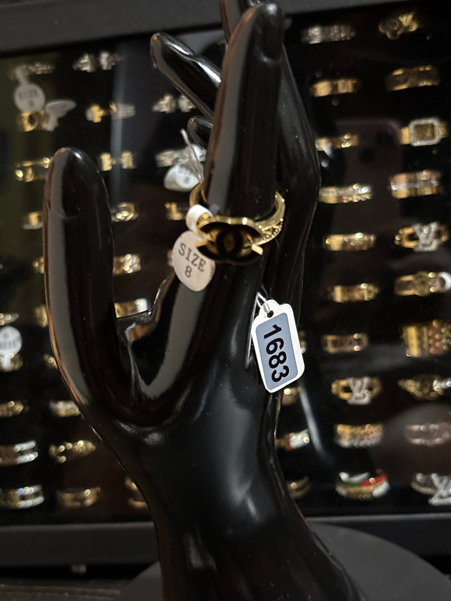 Gold & Black Enamel CC Monogram Logo Ring | Luxury Fashion Statement Band Size 7, 8 &9 ✨💍 #1683