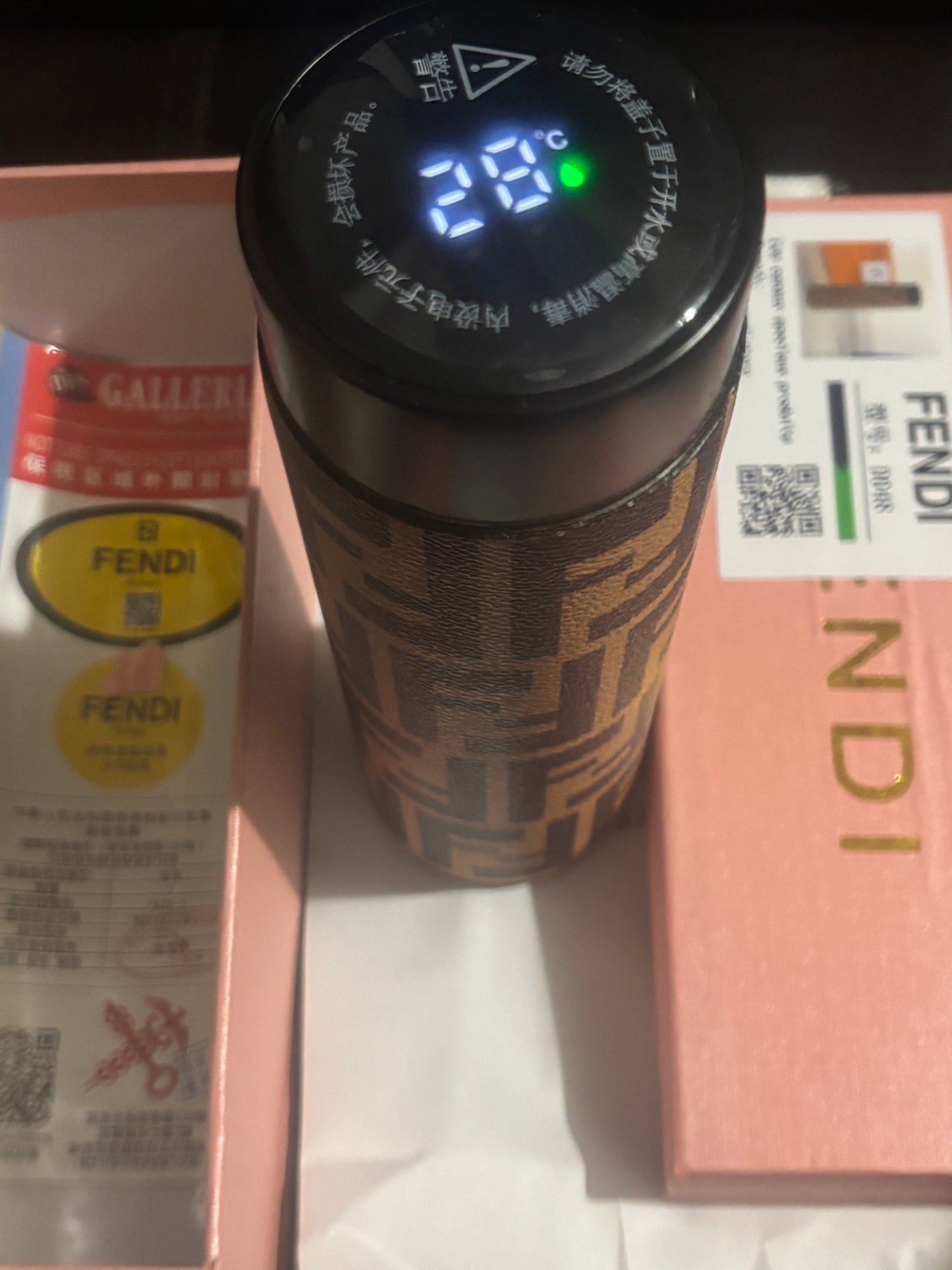 🤎Fendi FF Monogram Thermos Tumbler ✨🤎💎 Brown Gold FF Logo All-Over Pattern Insulated Bottle | Limited Edition 👑