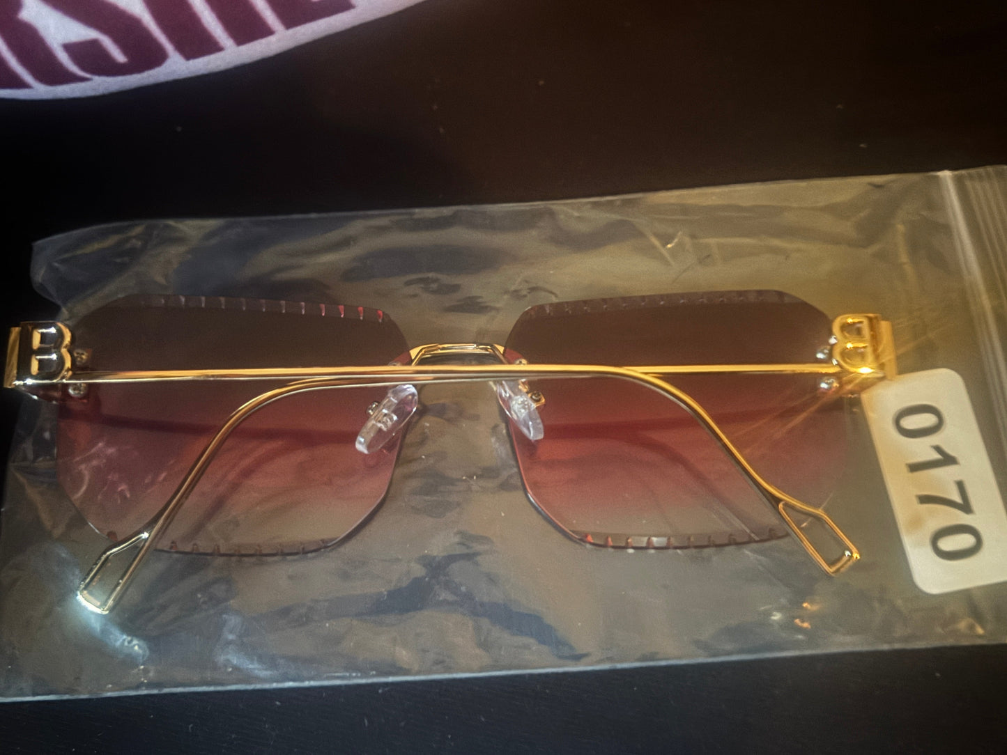 Luxury Rimless Square Sunglasses Y2K Diamond Cut — Items #0180 & #0170