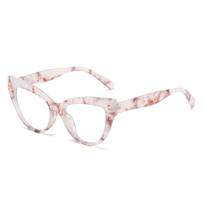 ✨Anti Blue Light Optical Cat Eye Glasses Women Vintage Brand Designer Myopia Prescription Sexy Ladies Rivet Eye Glasses Frame