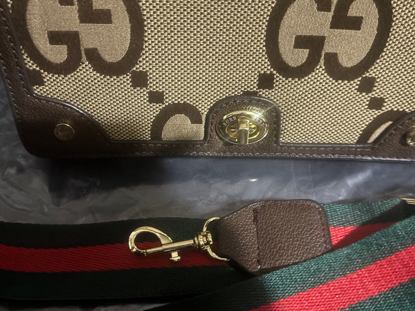 Jumbo Monogram Canvas Shoulder Bag Web Strap 🤎✨ #1553