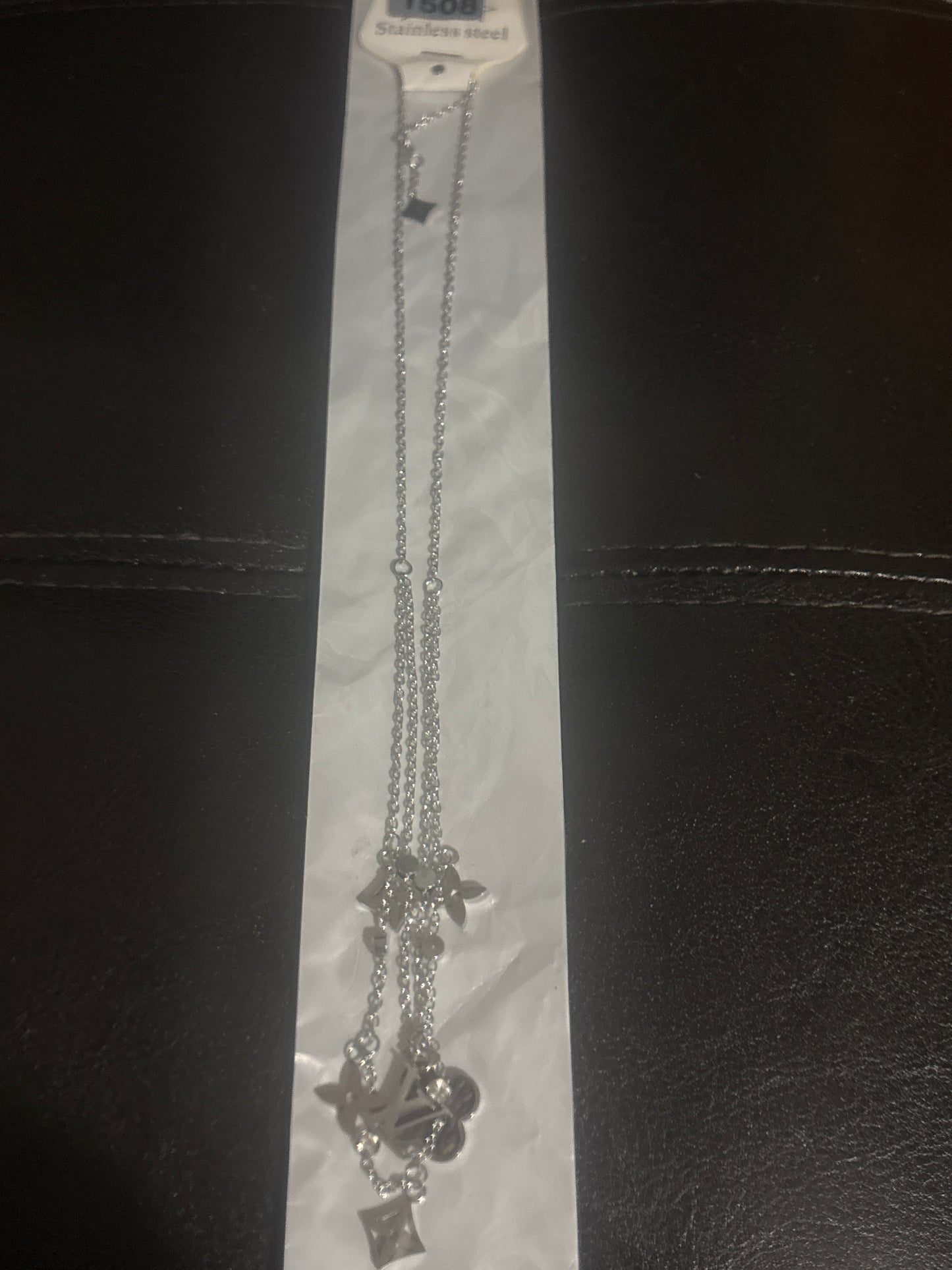 Silver Multi-Strand Monogram Flower Charm Lariat Necklace 🪬✨ #1508
