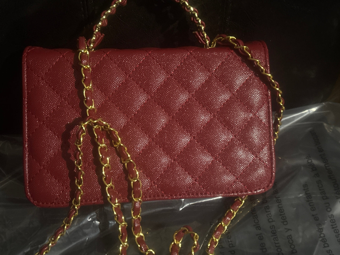 Red Quilted Caviar Flap Bag Gold Pearl Chain π΄β¨ #1537