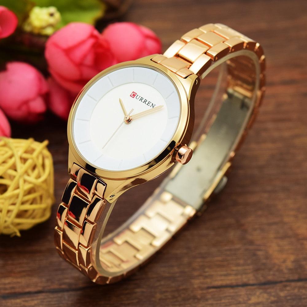 Women's Luxury Thin Quartz Watch ⌚✨ Stainless Steel Waterproof | 7 Colors 🌹🖤💛