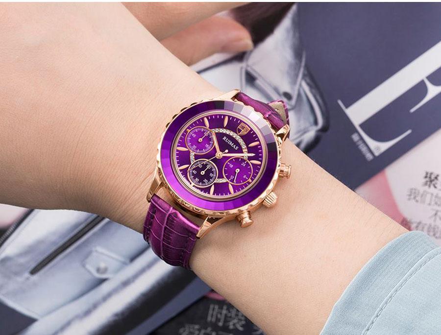Women's Luxury Multifunctional Business Watch ⌚✨ Chronograph Quartz Leather Strap | Green, Blue, Purple & Brown 💚💙💜