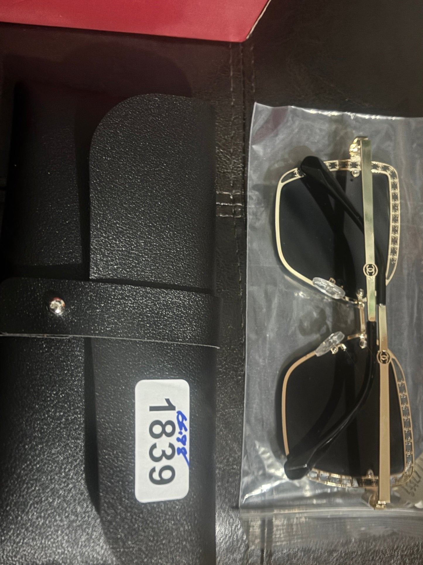 Gold Crystal Studded Square Frame Sunglasses 💠✨ #1839
