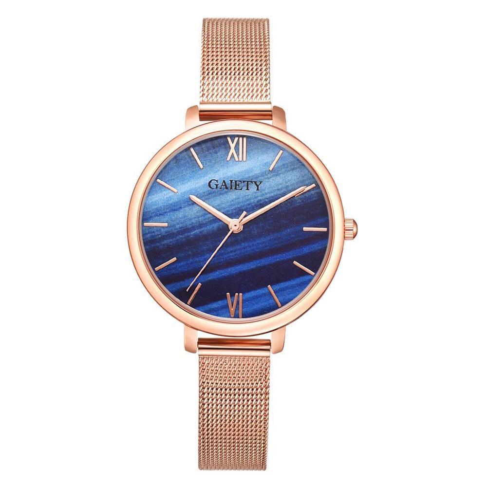 Rose Gold Mesh Watch & Bracelet Set ⌚✨ Women's Luxury Quartz | White, Blue, Green & Brown 🌹💛