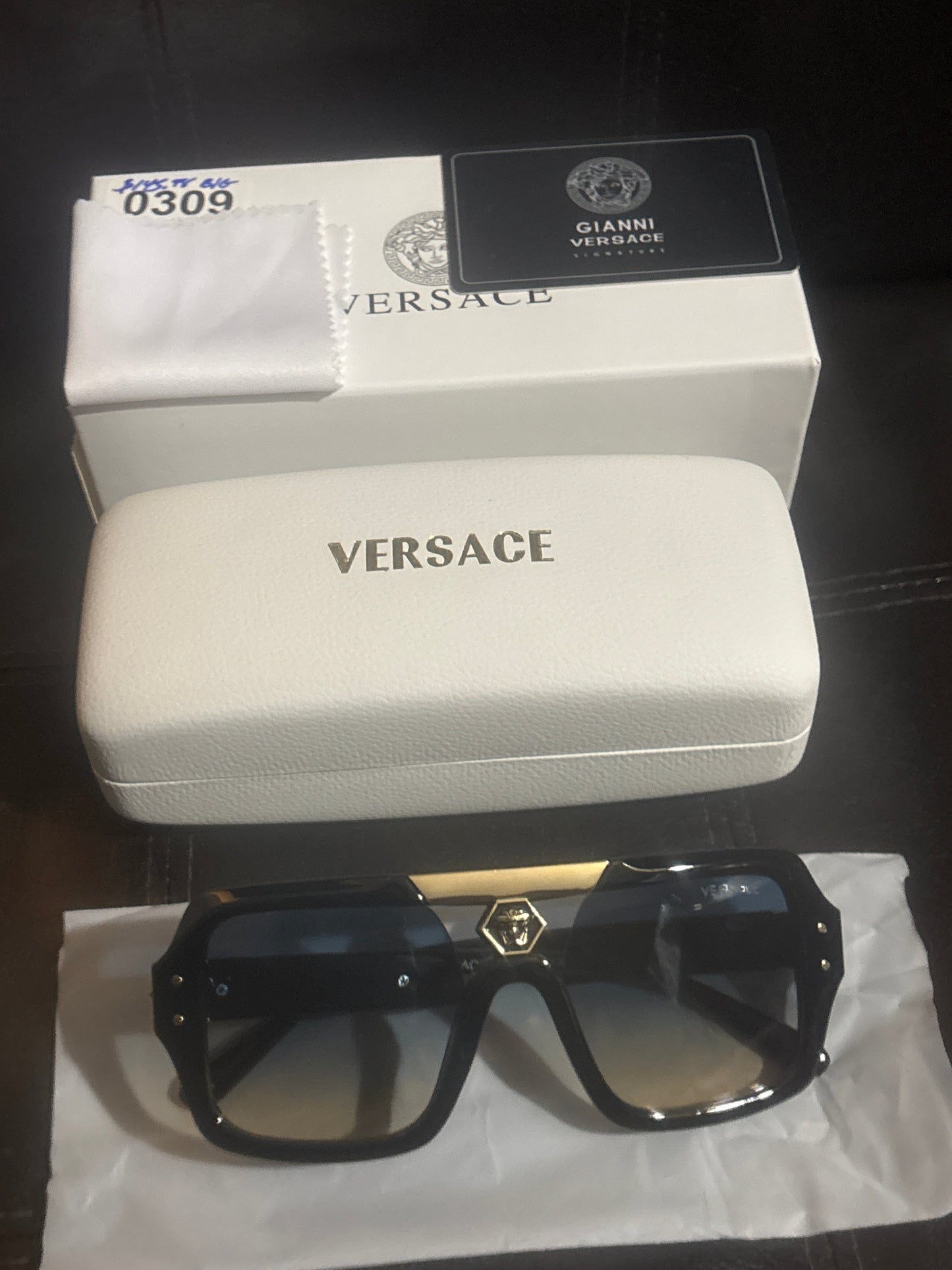 ✨Luxury Inspired Versace Oversized Square Flat-Top Sunglasses | Gold Crest 🖤📍✨ #0309