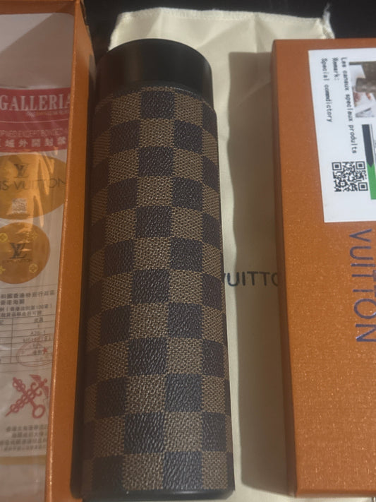 ✨Louis Vuitton Damier Ebene Smart LED Thermos Tumbler ✨🤎🖤 Iconic Checkerboard LV Insulated Bottle | Limited Edition 💎👑