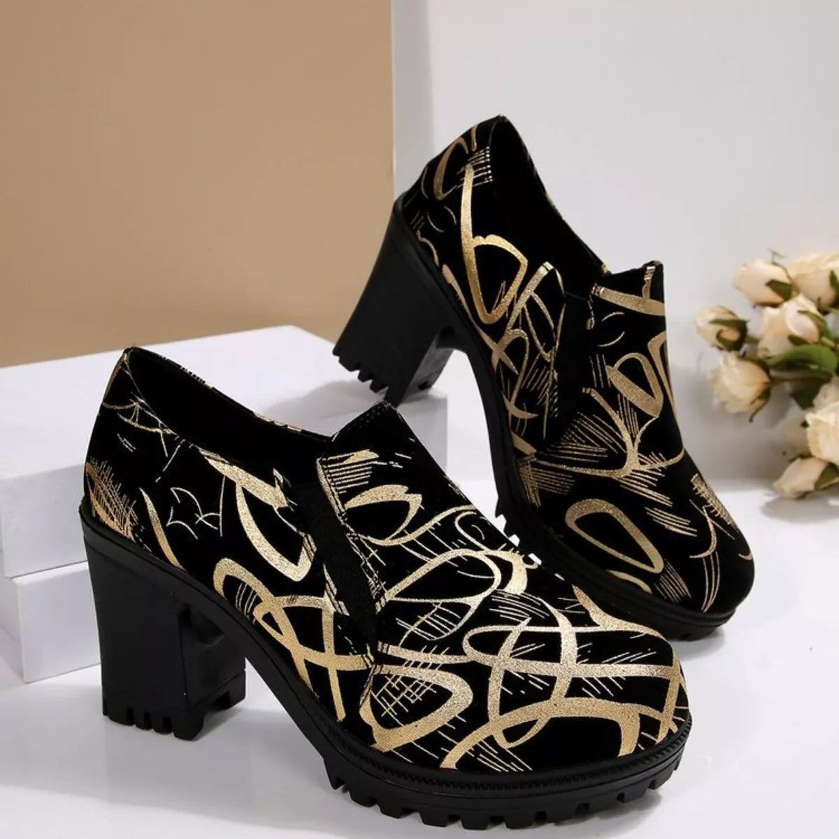 💃🏾Round Toe Block Heels Pumps