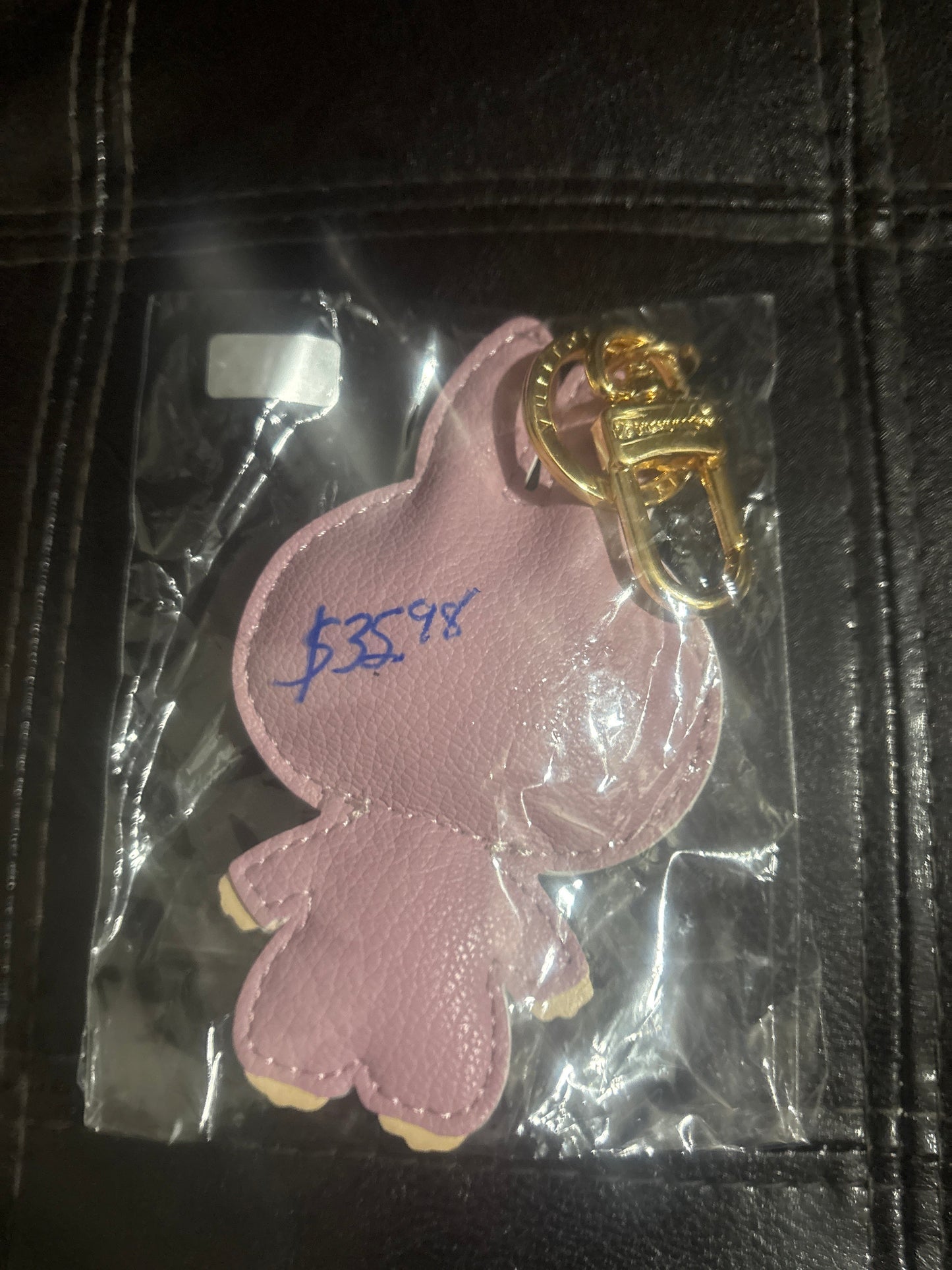 Luxury Inspired Labubu Pink Leather Bag Charm & Keychain with LV Monogram Outfit & Gold Clasp 🐰💗✨
