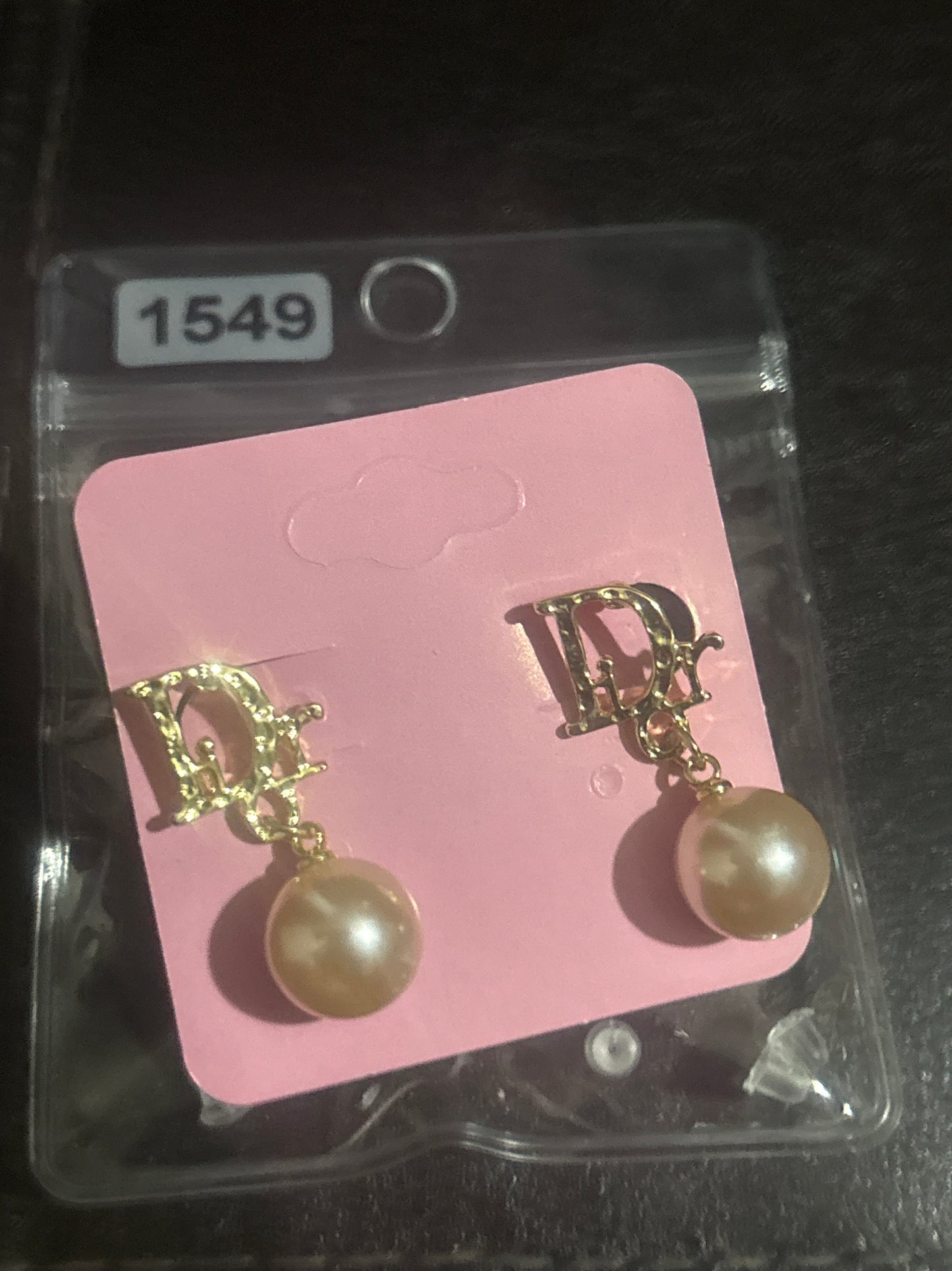 Luxury Inspired CD Logo Pearl Drop Earrings 🫖💰✨