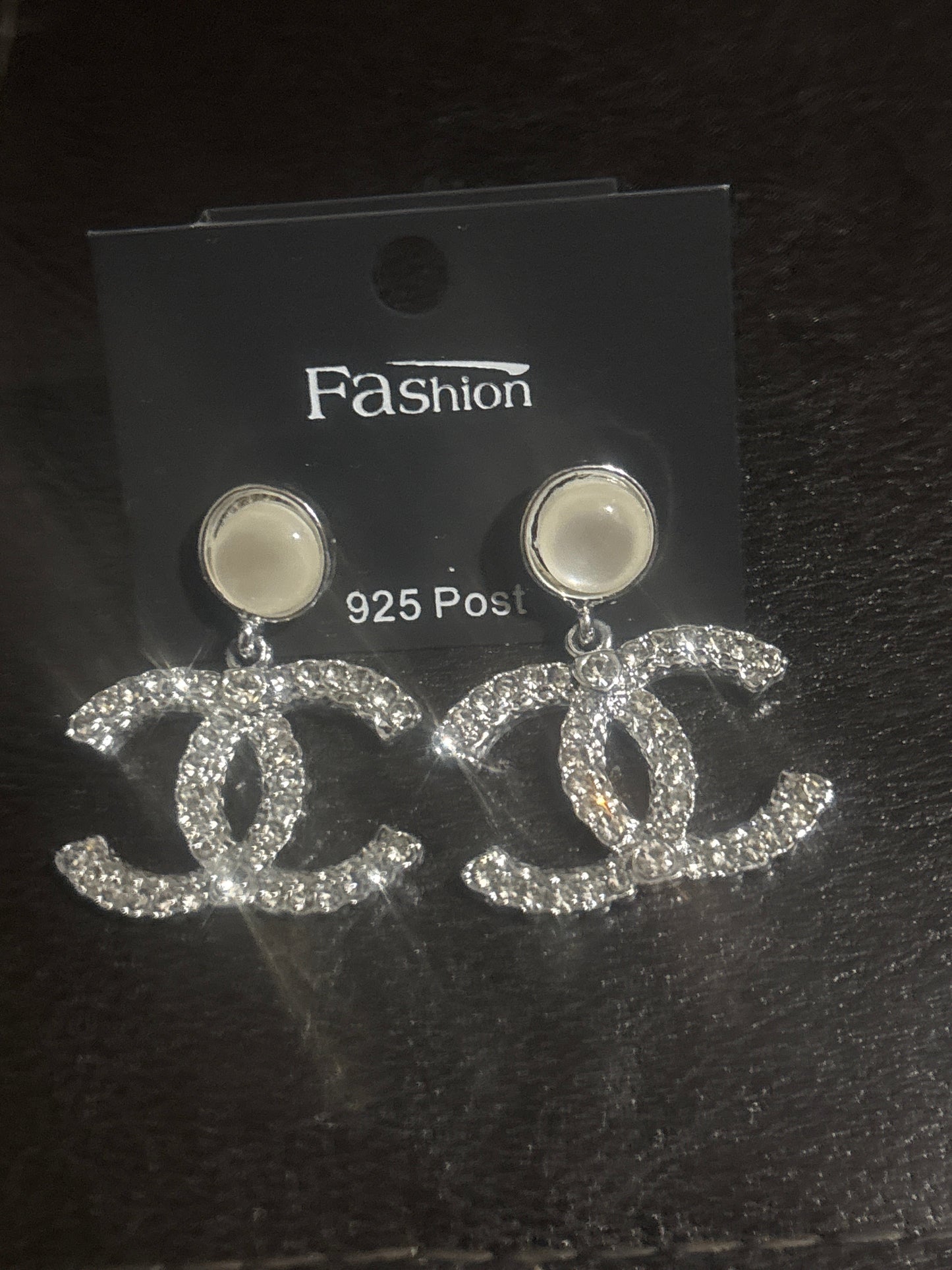Luxury Inspired CC Crystal Pavé Logo Drop Earrings 💎🫖✨