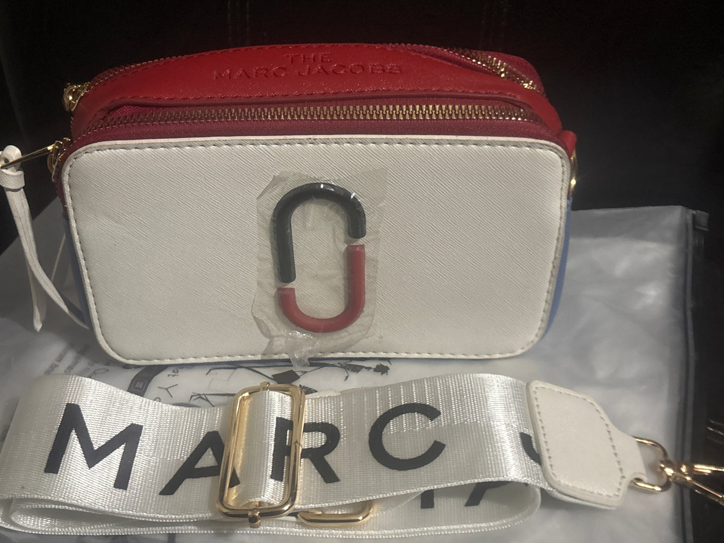 Marc Jacobs Snapshot Camera Bag 🤍❤️🔵✨ White, Red & Blue Colorblock | White Logo Strap | Gold Hardware 💎👜