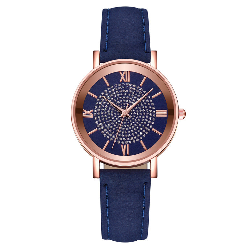 Women's Starry Sky Watch & Bracelet Set ⌚✨ Minimalist Quartz Leather Strap | 9 Colors 🤍💙🖤