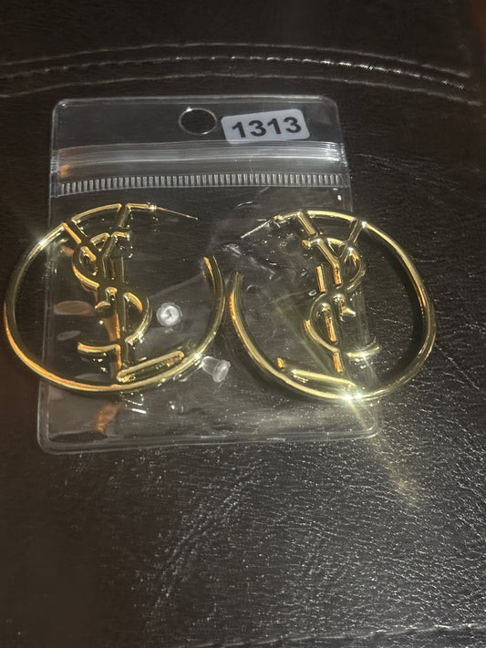 YSL Yves Saint Laurent Große Logo-Creolen 💫✨ 14K vergoldetes Sterlingsilber | Kühnes YSL-Logo-Overlay | Große offene Kreis-Creolen | Luxuriöser Statement-Schmuck 💎