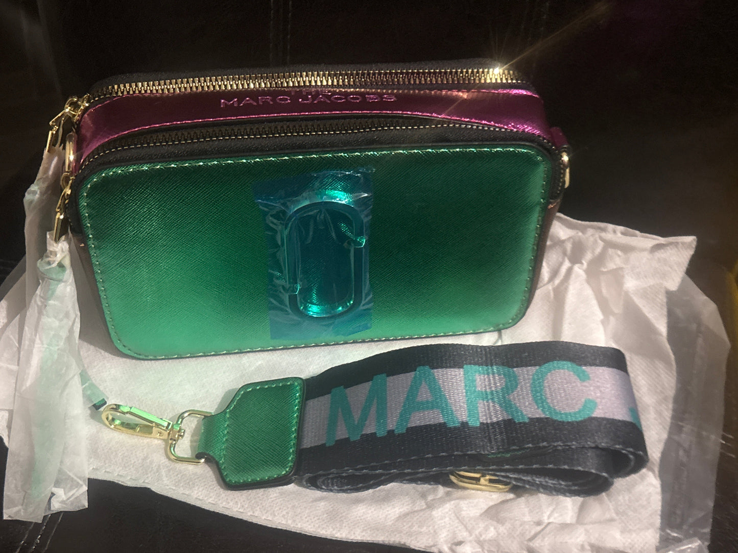 ✨Marc Jacobs Snapshot Camera Bag - Green, Pink & Brown Metallic #0225