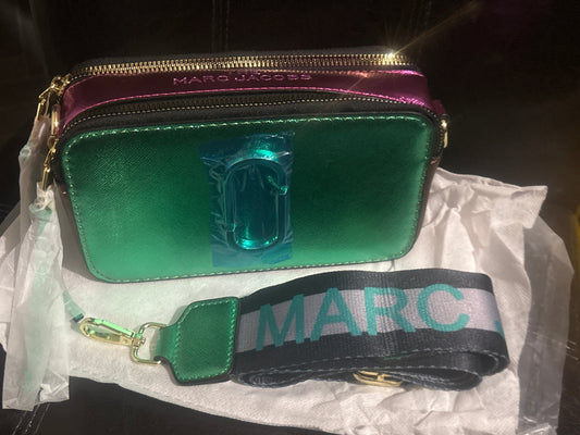 ✨Marc Jacobs Snapshot Camera Bag - Green, Pink & Brown Metallic #0225