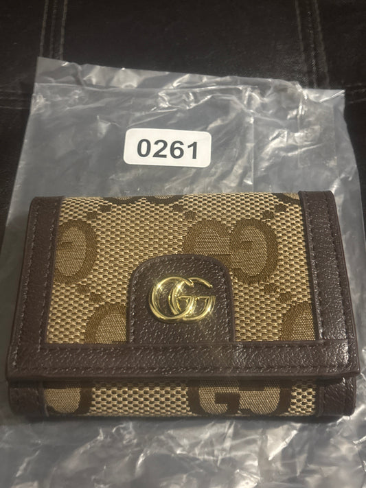 Gucci Ophidia inspirierte dreifache Geldbörse aus beigem und braunem GG Supreme Canvas 🤎💫✨ | Goldener Doppel-G-Verschluss | Luxuriös, Designer-inspiriert | Klassisch schickes Mini-Portemonnaie 💎